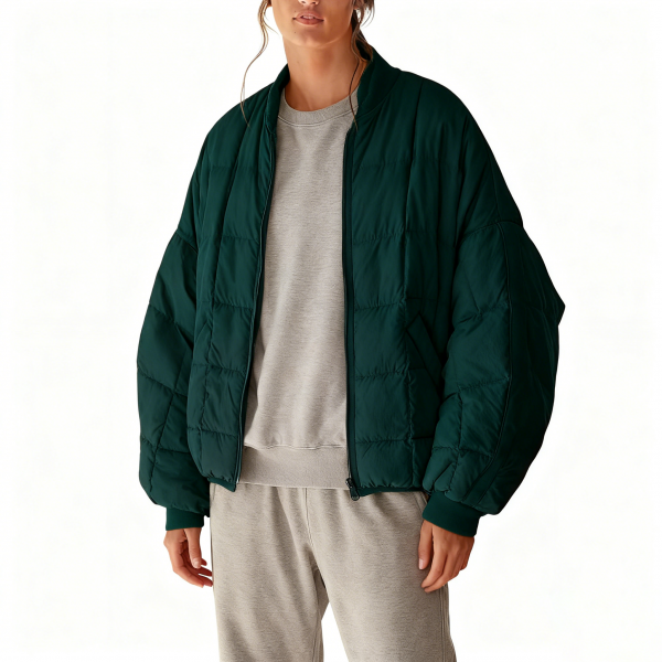 Dark Green Oversized Puffer Jacket